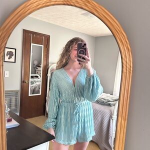 Elegant Teal Jumpsuit with Belted Waist